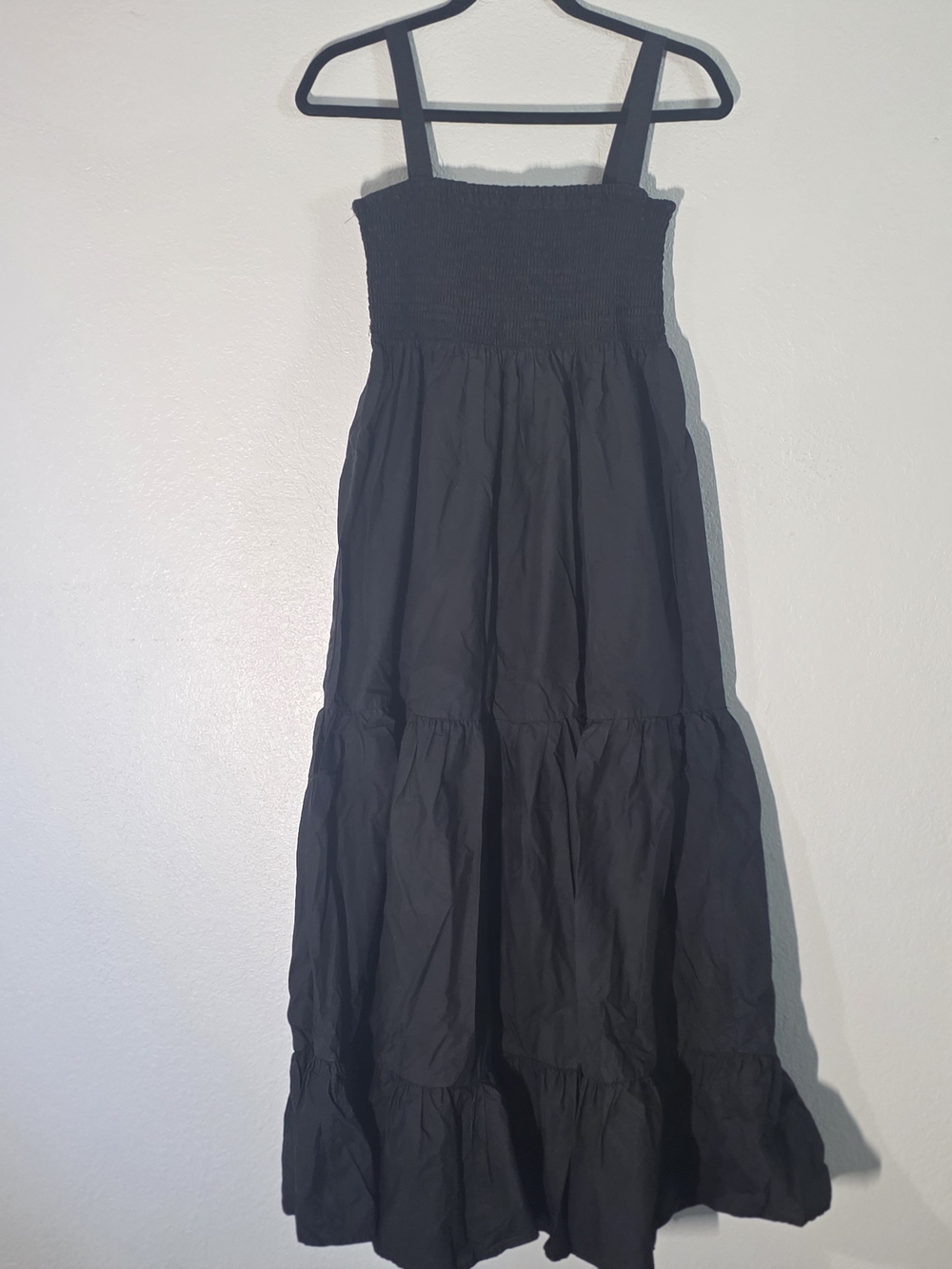 Zara Black Smocked Tiered Maxi Dress